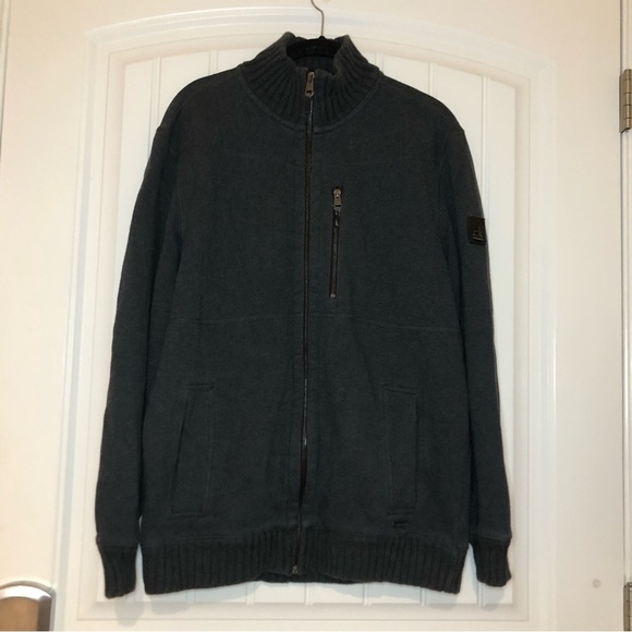 Calvin Klein Gray Cotton Full Zip Long Sleeve Sweater Size Medium - Picture 1 of 10
